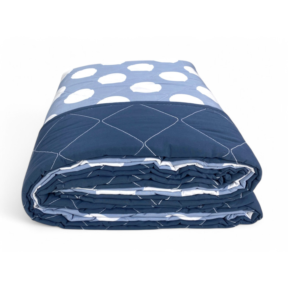 Bow Quilt – blaue gepunktete Tagesdecke – Zwischensaison, weiche Mikrofaser – Made in Italy