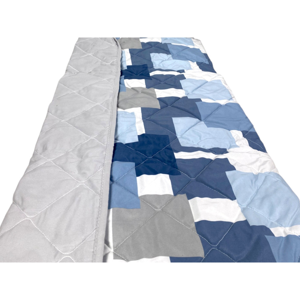 Couette noeud – couvre-lit matelassé à carreaux bleus – mi-saison, microfibre douce – Fabriqué en Italie