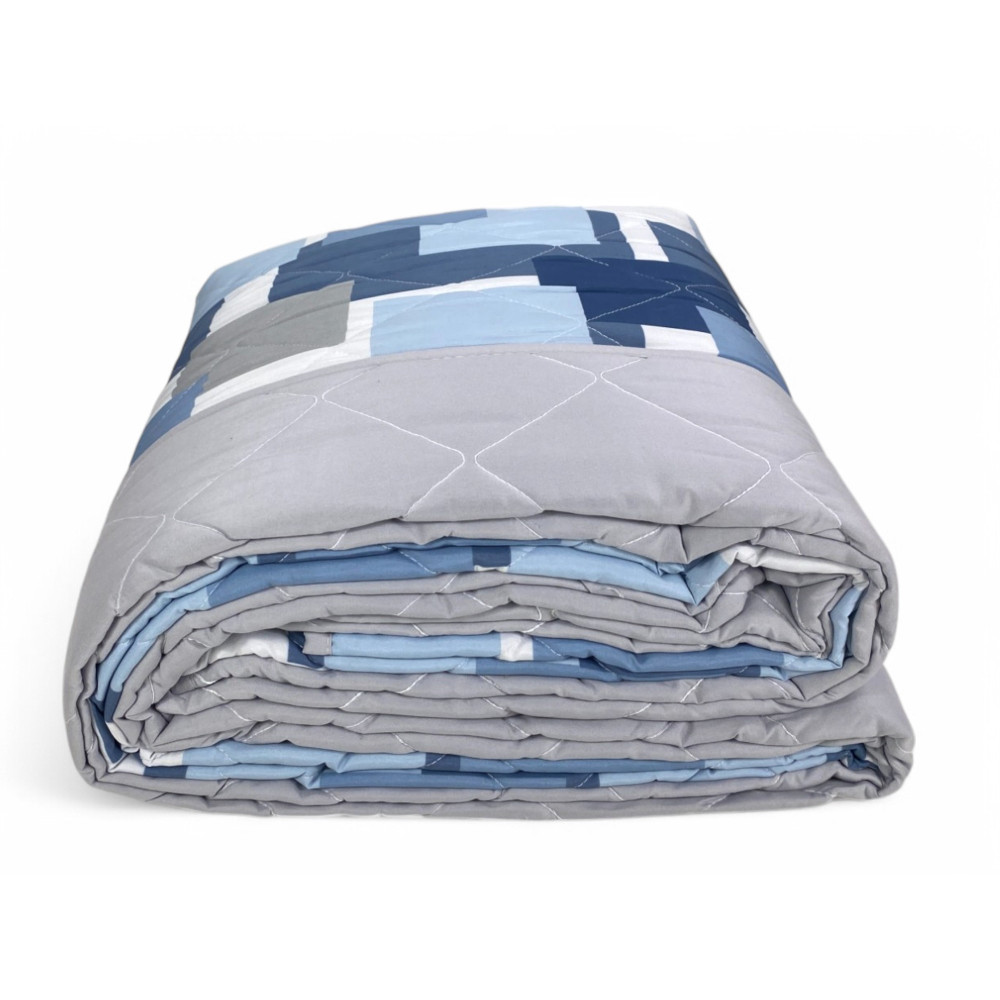 Couette noeud – couvre-lit matelassé à carreaux bleus – mi-saison, microfibre douce – Fabriqué en Italie