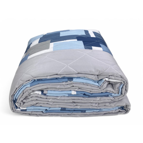 Bow Quilt – blau karierte Steppdecke – Zwischensaison, weiche Mikrofaser – Made in Italy