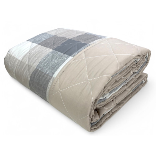 Edredón de lazo – colcha escocesa acolchada beige – entretiempo, microfibra suave – Made in Italy