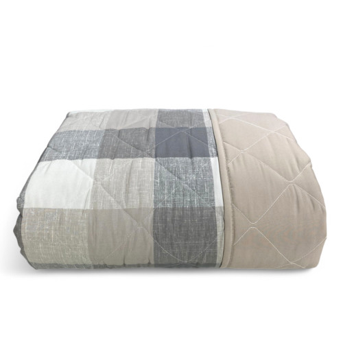 Bow Quilt – beige gesteppte schottische Tagesdecke – Zwischensaison, weiche Mikrofaser – Made in Italy