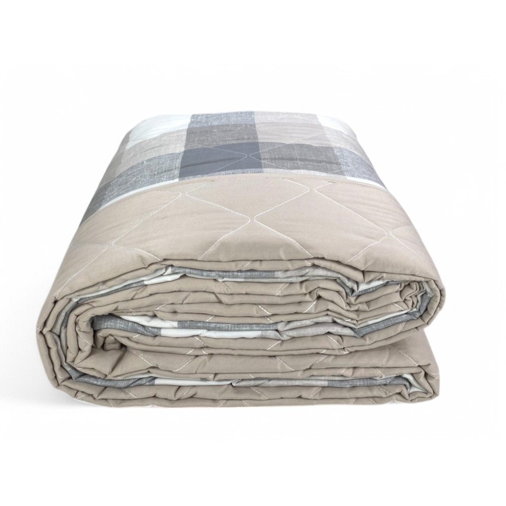 Couette noeud – couvre-lit écossais matelassé beige – mi-saison, microfibre douce – Fabriqué en Italie