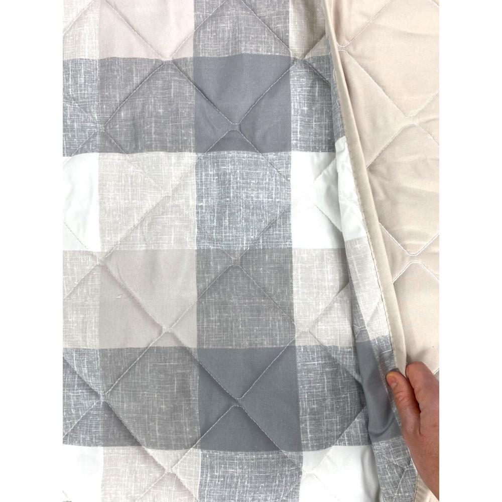 Trapuntino Fiocco – Copriletto Trapuntato Scozzese Beige – Mezza Stagione, Microfibra Morbida – Made in Italy
