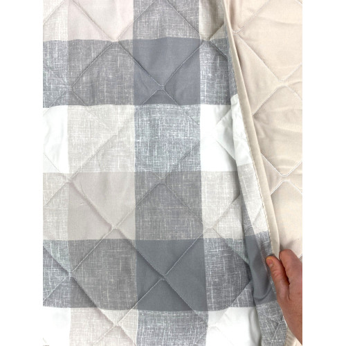 Trapuntino Fiocco – Copriletto Trapuntato Scozzese Beige – Mezza Stagione, Microfibra Morbida – Made in Italy