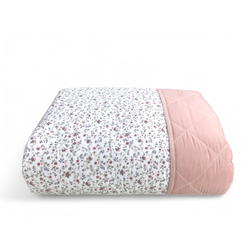 Trapuntino Fiocco Fiorellino Rosa - Copriletto Trapuntato Mezza Stagione - 100% Microfibra Morbida - Made in Italy