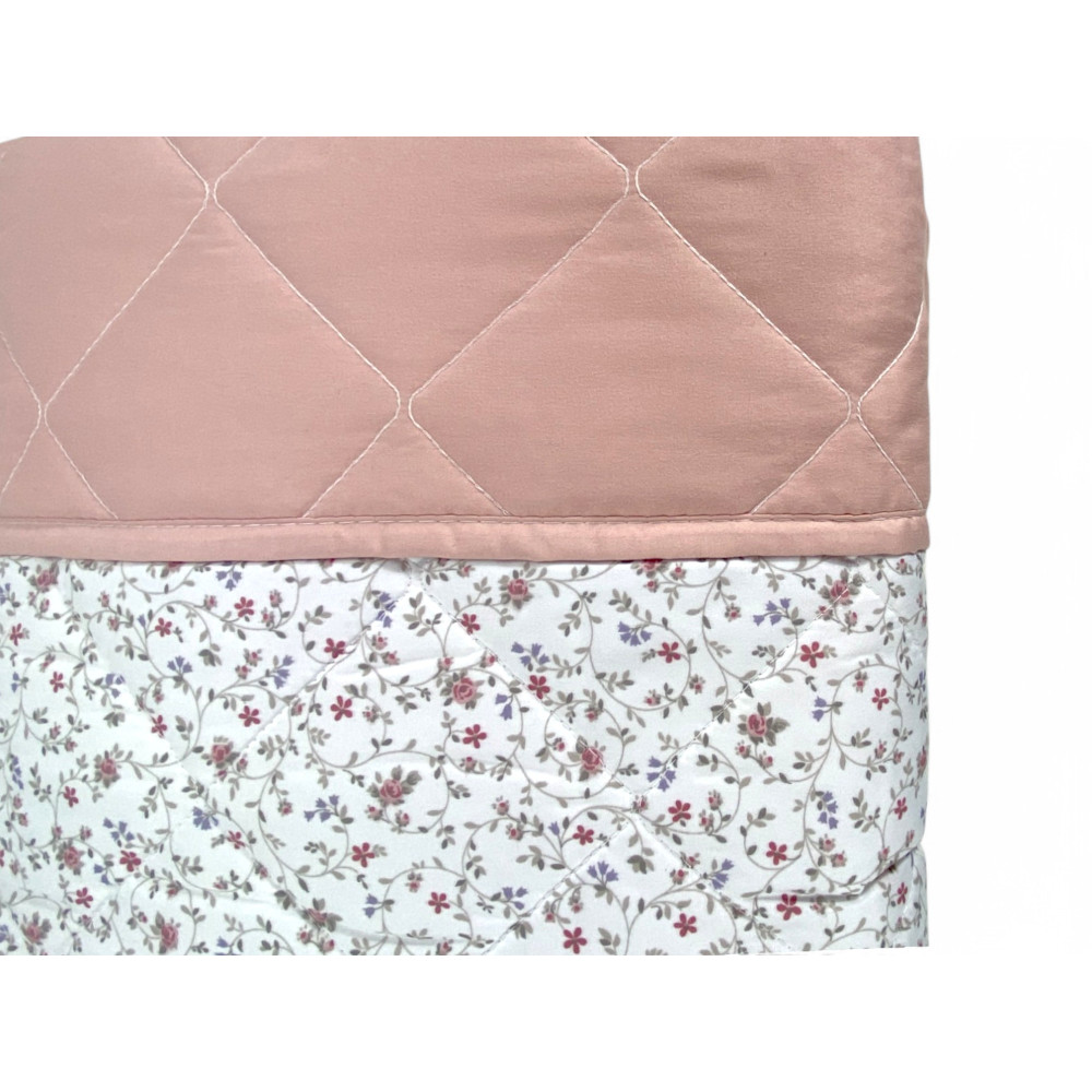 Pink Flower Bow Quilt - Mid-Season Quilted Bedspread - 100% Soft Microfiber - Made in Italy