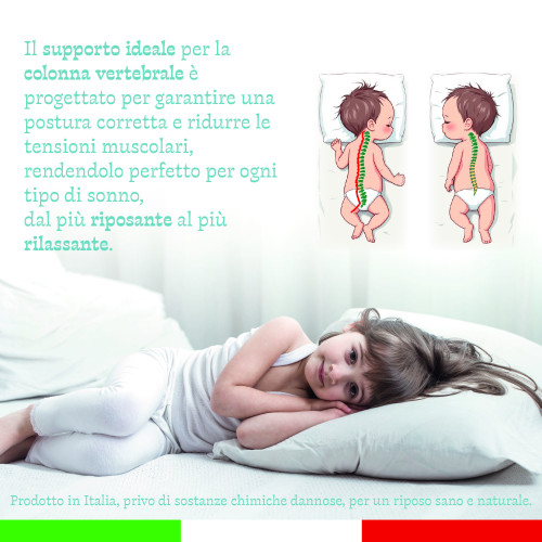 Baby Bed Cushion 40x60 cm, Breathable, Hypoallergenic, Anti-mite, 100% Made in Italy Cotton, Soft and Safe for Babies