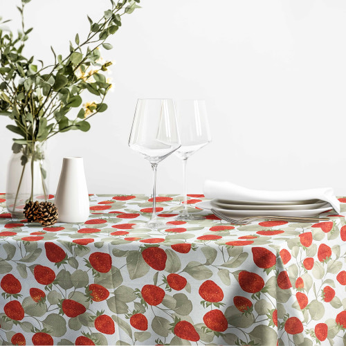 Tovaglia in Cotone Sissi – Stampa Fragole – Made in Italy – Artigianale e Lavabile