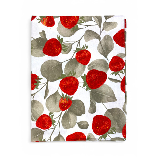 Tovaglia in Cotone Sissi – Stampa Fragole – Made in Italy – Artigianale e Lavabile