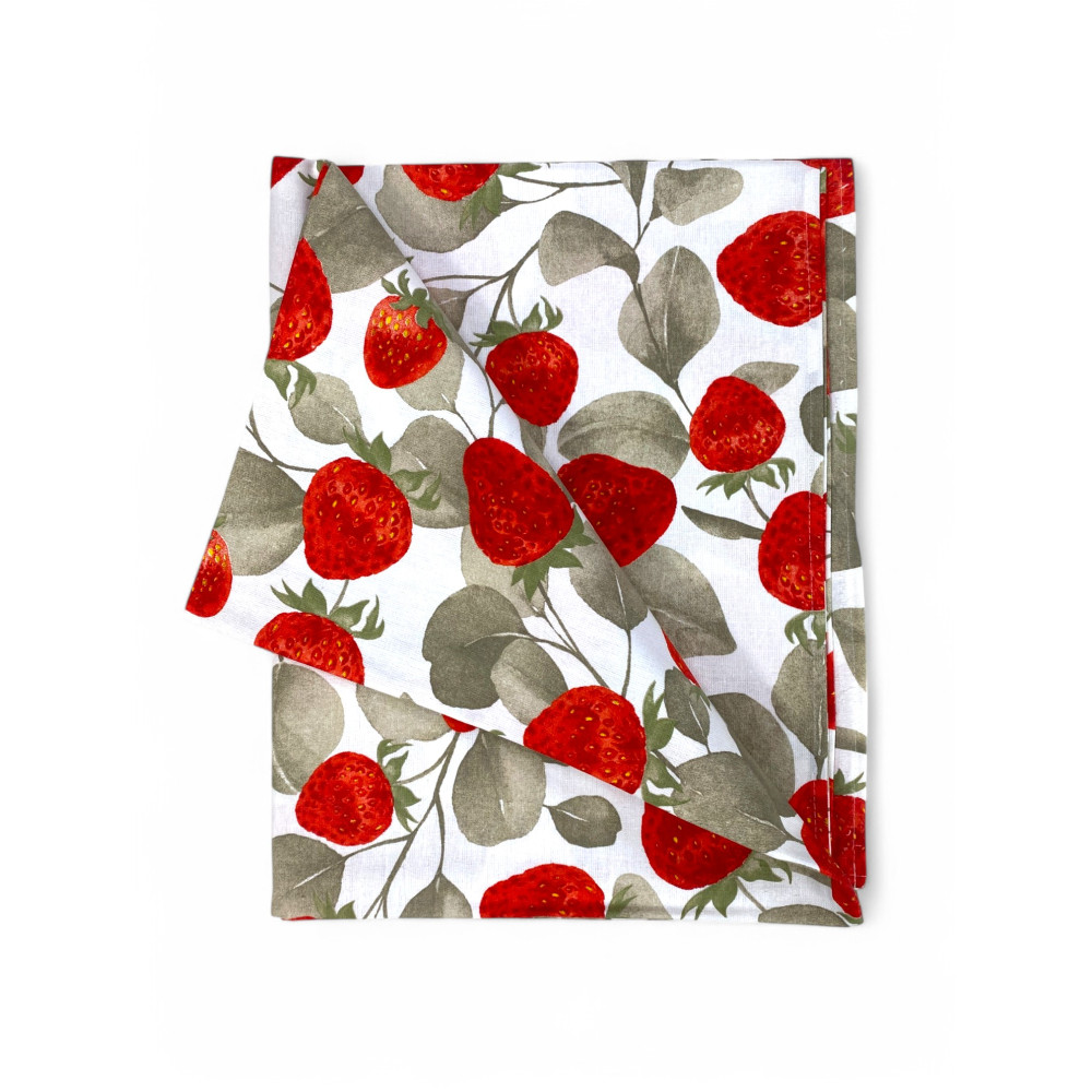 Tovaglia in Cotone Sissi – Stampa Fragole – Made in Italy – Artigianale e Lavabile