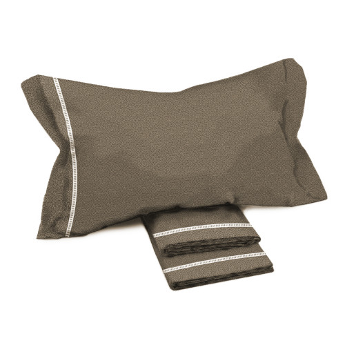 Lenzuola Matrimoniali Cotone Completo MAXI Tex Family - Design Moderno "Time" Colore Beige