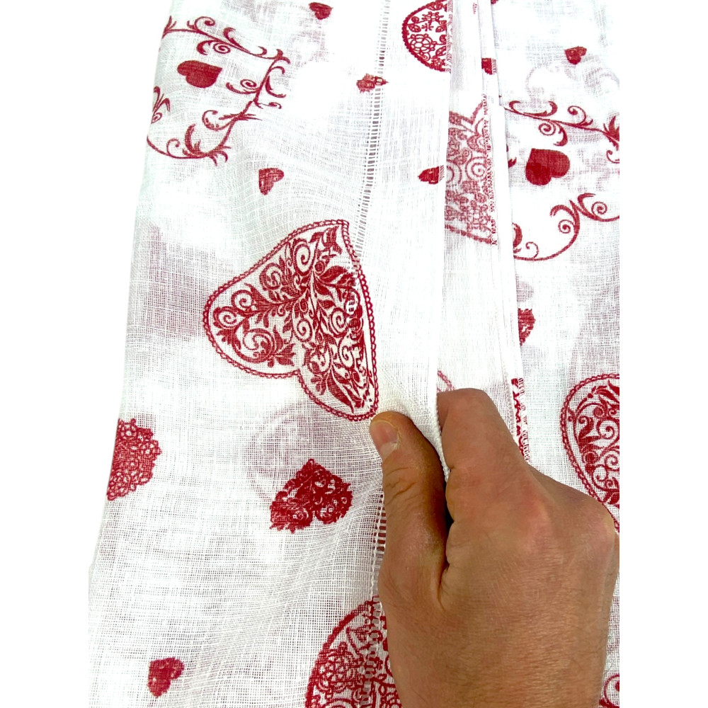 Coppia TENDINA a vetro Cuore Rosso larga cm. 60 da Finestra e da Porta