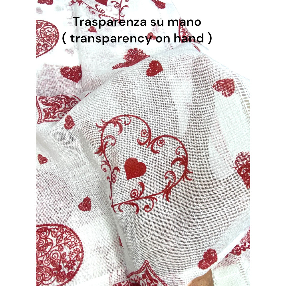 Coppia TENDINA a vetro Cuore Rosso larga cm. 60 da Finestra e da Porta
