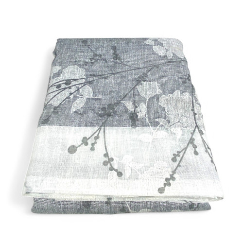 Tenda Olinka con Fiori e Lurex - 140x300 cm Grigio- Semitrasparente Poliestere - Fettuccia Universale