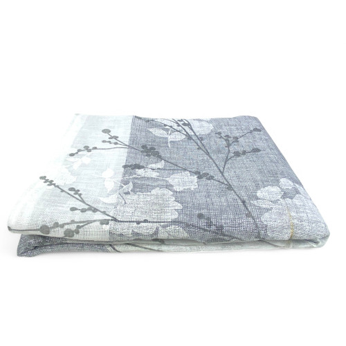 Tenda Olinka con Fiori e Lurex - 140x300 cm Grigio- Semitrasparente Poliestere - Fettuccia Universale