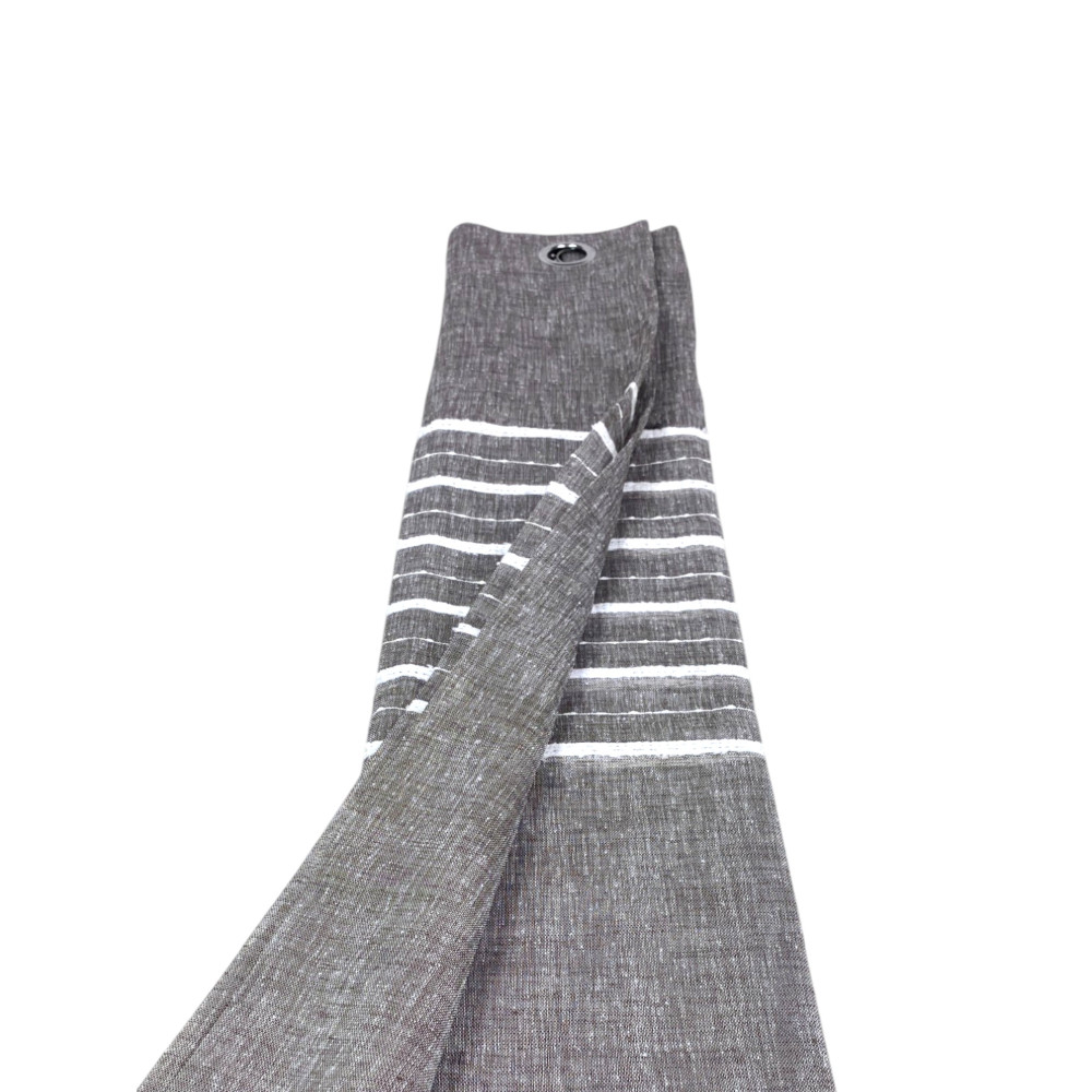 Tenda Lara Grigia a Righe - Stile Moderno - Poliestere Semitrasparente - Con Anelli in Acciaio - 140x300 cm