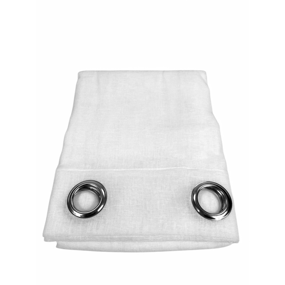 Tenda Simply Effetto Lino 140x300 cm Bianco - Tinta Unita Semitrasparente - Poliestere con Anelli - Stile Moderno