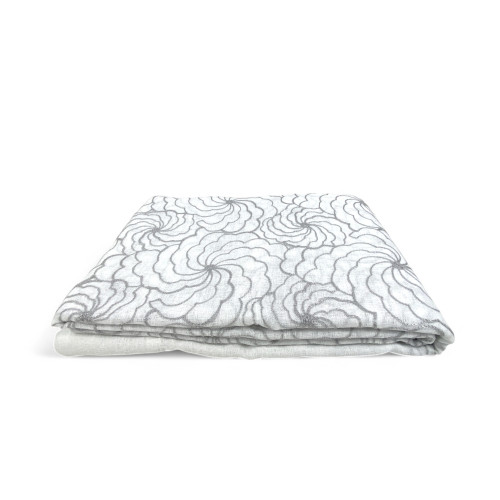 Tenda Chieti Ricamata con Anelli - 140x280 cm Tessuto Grigio - Elegante Motivo Floreale, Pronta all'Uso