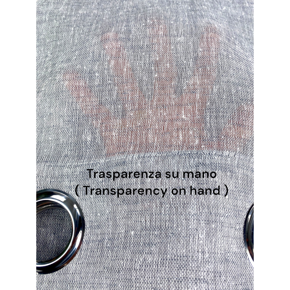 Tenda Simply Effetto Lino 140x300 cm Grigio - Tinta Unita Semitrasparente - Poliestere con Anelli - Stile Moderno