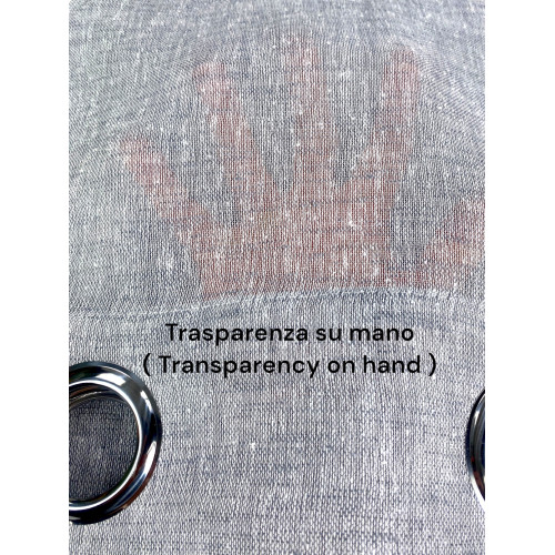 Tenda Simply Effetto Lino 140x300 cm Grigio - Tinta Unita Semitrasparente - Poliestere con Anelli - Stile Moderno