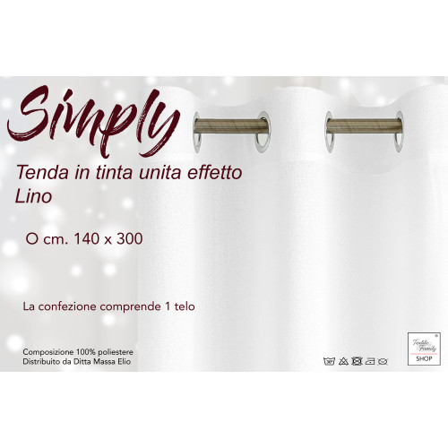 Tenda Simply Effetto Lino 140x300 cm Beige - Tinta Unita Semitrasparente - Poliestere con Anelli - Stile Moderno