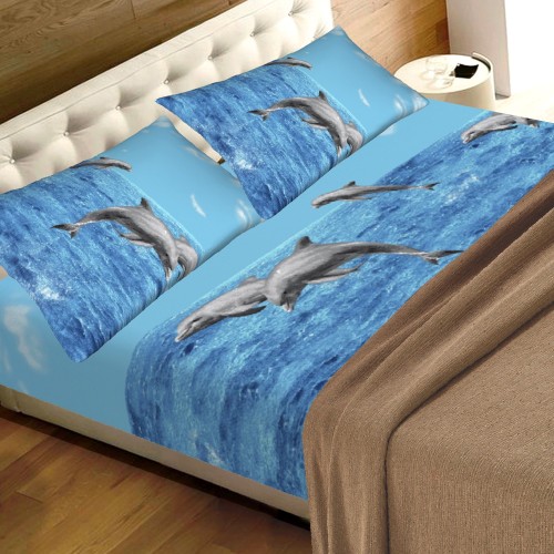 SET Laken DOLPHIN DOLPHIN SHEETS aus reiner Baumwolle