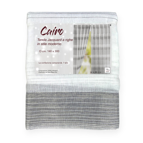 Tenda Jacquard a Righe Moderne - 140x300 cm - Fettuccia Universale - 1 Telo Elegante