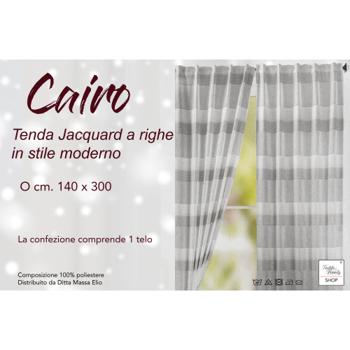 Tenda Jacquard a Righe Moderne - 140x300 cm - Fettuccia Universale - 1 Telo Elegante