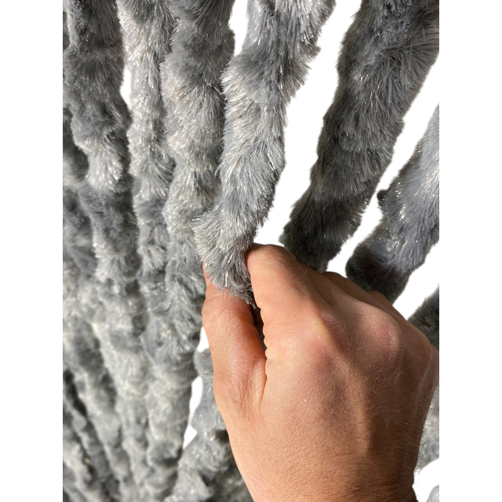 Grauer Chenille-Vorhang Soffio - Insektenschutz, halbtransparent, einfach zu montieren - 100% recycelbares Polypropylen