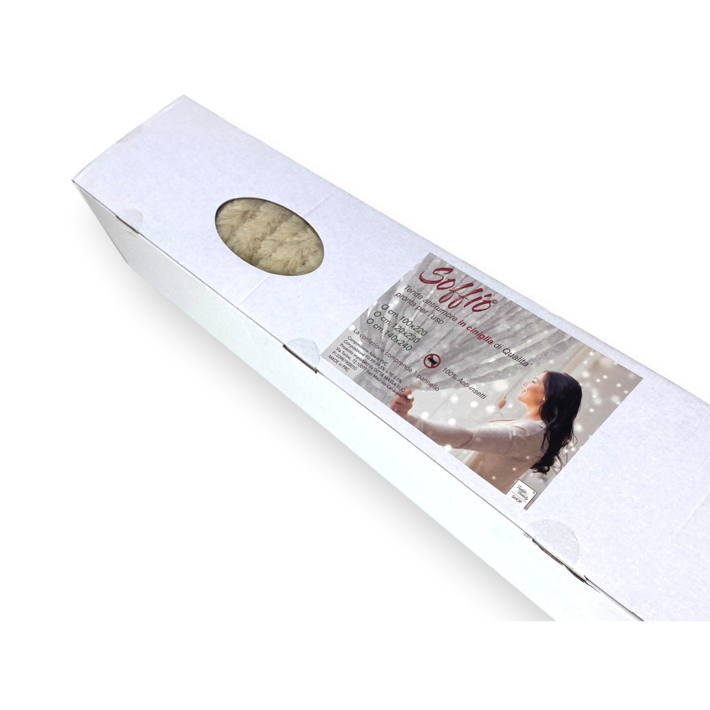 Rideau en chenille beige Soffio - Protection contre les insectes, semi-transparent, montage facile - Polypropylène 100 % recycla