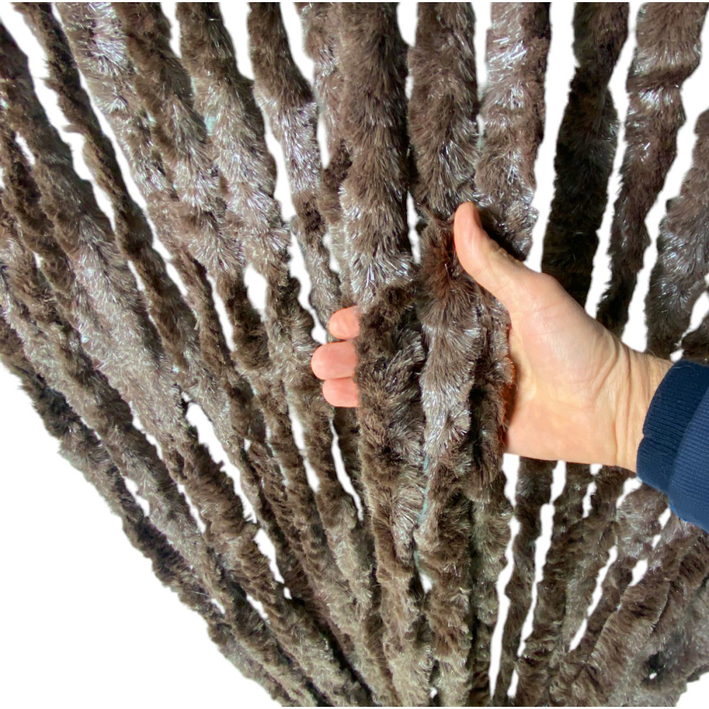 Cortina de chenilla marrón puff - Protección contra insectos, semitransparente, fácil de montar - Polipropileno 100% reciclable