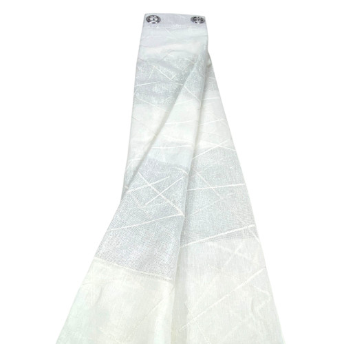 Tenda Yara Bianca Ricamata - Pannello Moderno 140x300 cm Poliestere - Effetto Lino, Trasparente, Occhielli Metallo