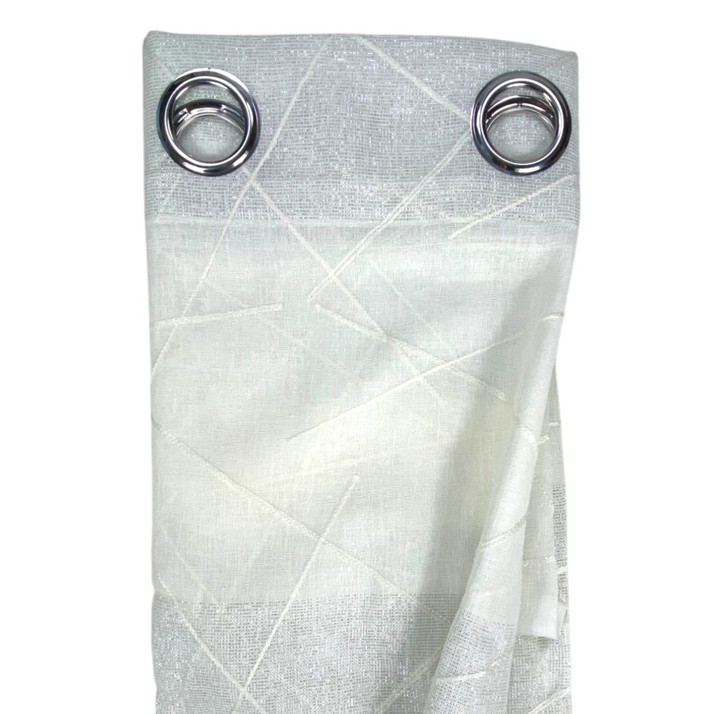 Tenda Yara Bianca Ricamata - Pannello Moderno 140x300 cm Poliestere - Effetto Lino, Trasparente, Occhielli Metallo