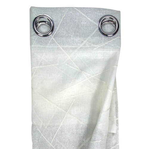 Tenda Yara Bianca Ricamata - Pannello Moderno 140x300 cm Poliestere - Effetto Lino, Trasparente, Occhielli Metallo