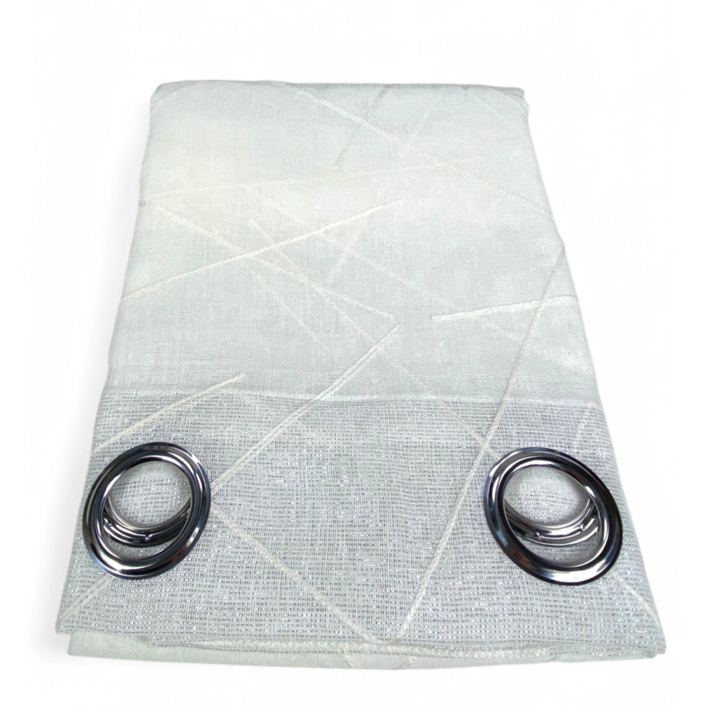 Tenda Yara Bianca Ricamata - Pannello Moderno 140x300 cm Poliestere - Effetto Lino, Trasparente, Occhielli Metallo