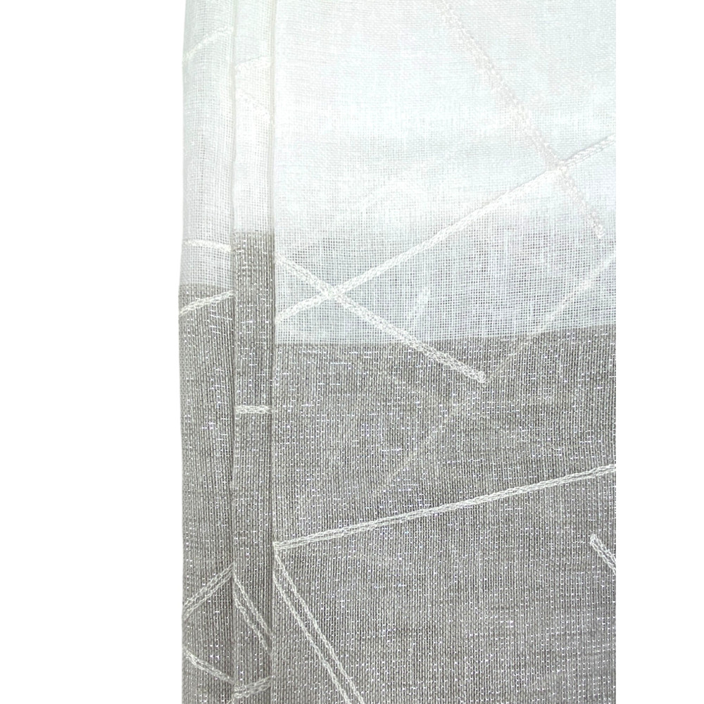 Tenda Yara Beige Ricamata - Pannello Moderno 140x300 cm Poliestere - Effetto Lino, Trasparente, Occhielli Metallo