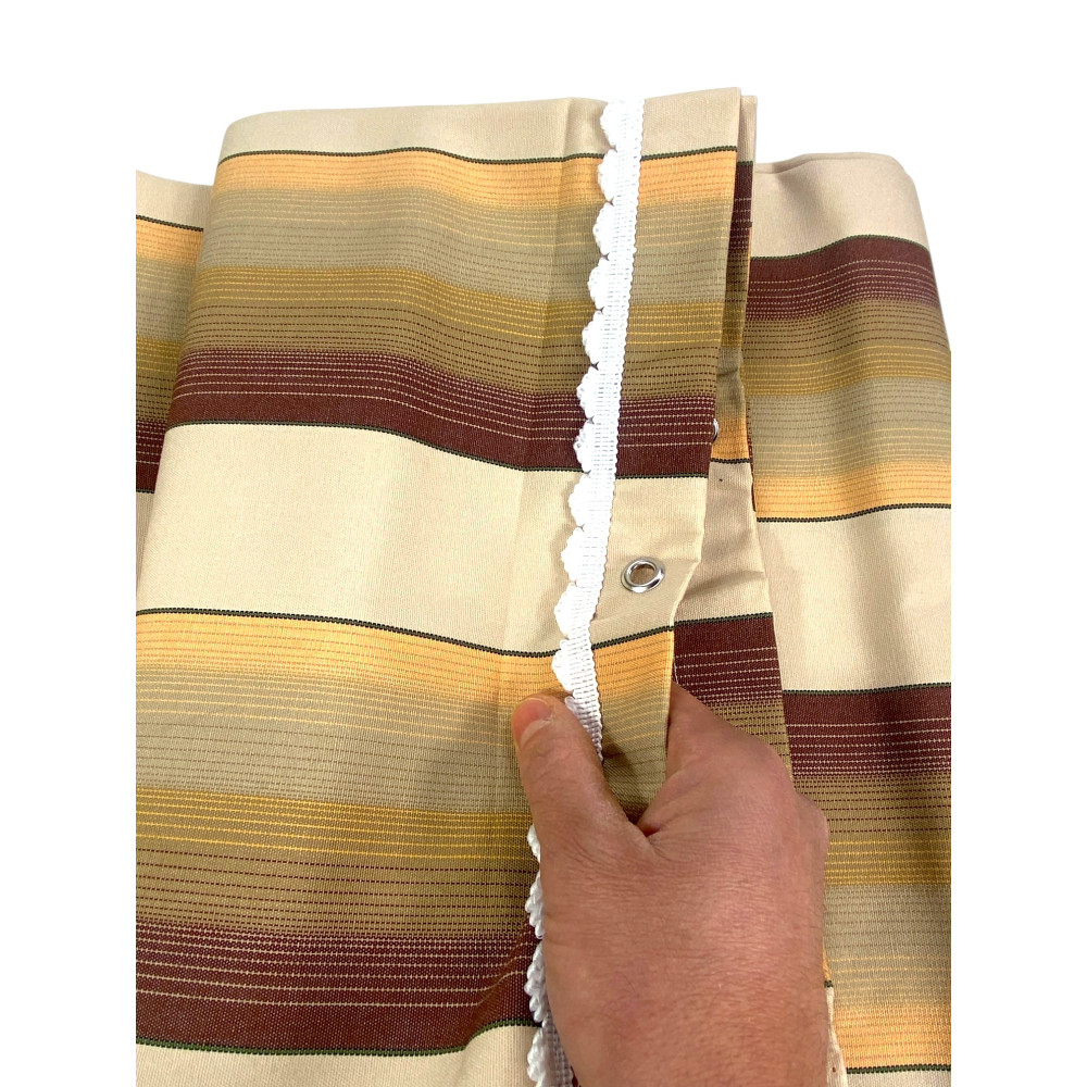 Ombralux Awning Malta - Acrylic Dralon® Beige Brown Stripes - Steel Eyelets, Made in Italy
