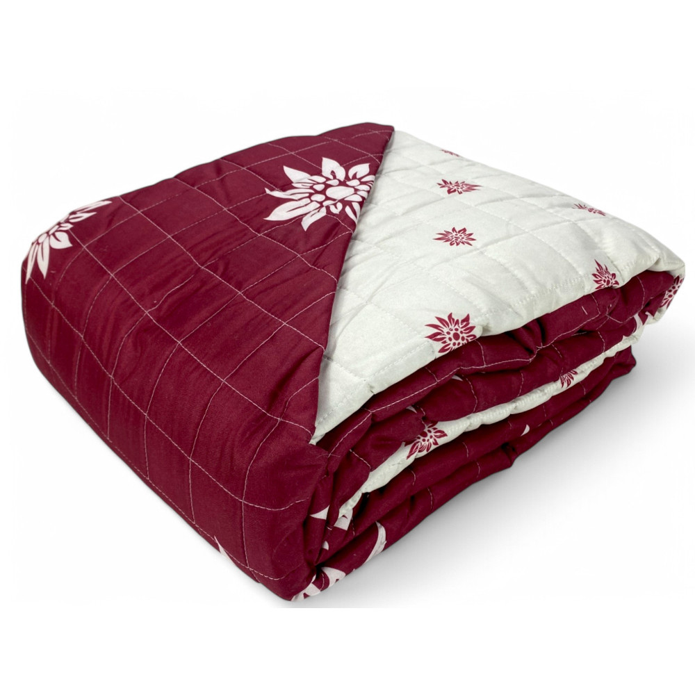 Copriletto Trapuntato "Edelweiss" Rosso - Microfibra Morbida con Fiori Bianchi, Imbottitura Leggera, Made in Italy