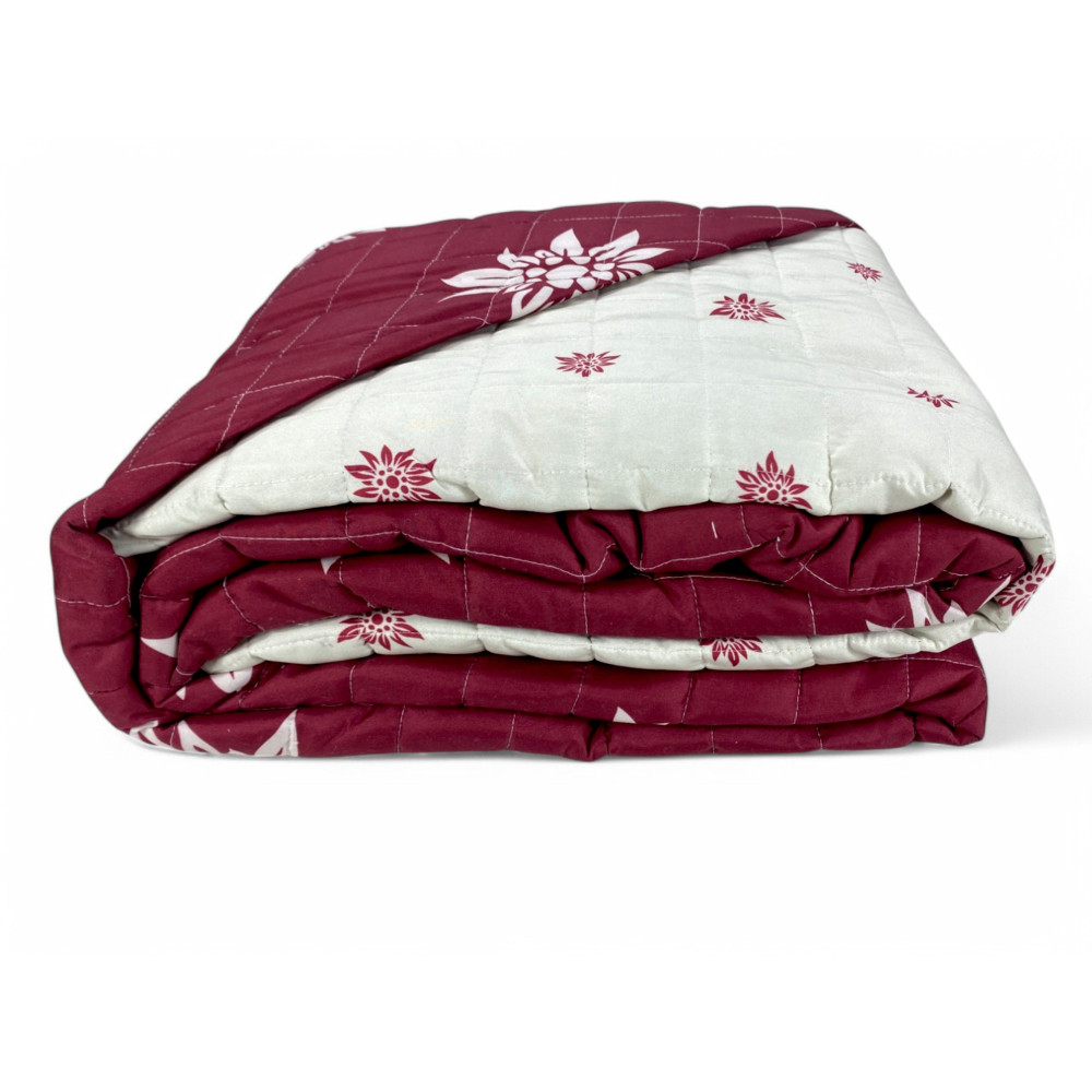 Copriletto Trapuntato "Edelweiss" Rosso - Microfibra Morbida con Fiori Bianchi, Imbottitura Leggera, Made in Italy