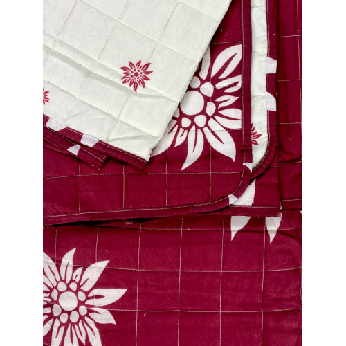 Copriletto Trapuntato "Edelweiss" Rosso - Microfibra Morbida con Fiori Bianchi, Imbottitura Leggera, Made in Italy