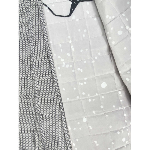 Copriletto Trapuntato Monte Soglio Grigio - Stile Chalet con Cervi e Foresta - Microfibra Leggera Made in Italy