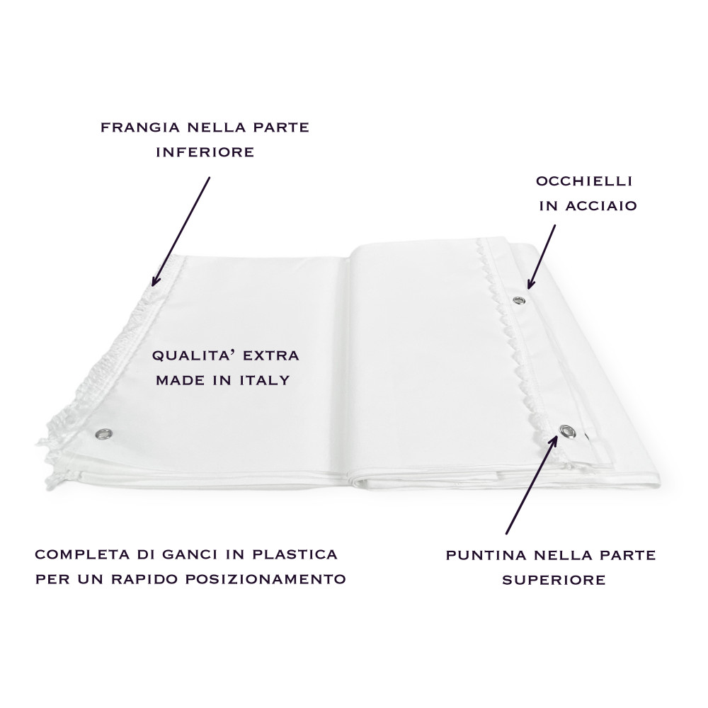 Ombralux Awning Plain White - Solid Color Dralon® Acrylic - Steel Eyelets, Made in Italy