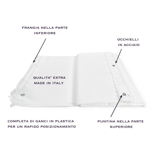 Toldo Ombralux Blanco Liso - Acrílico Dralon® de color sólido - Ojales de acero, Made in Italy