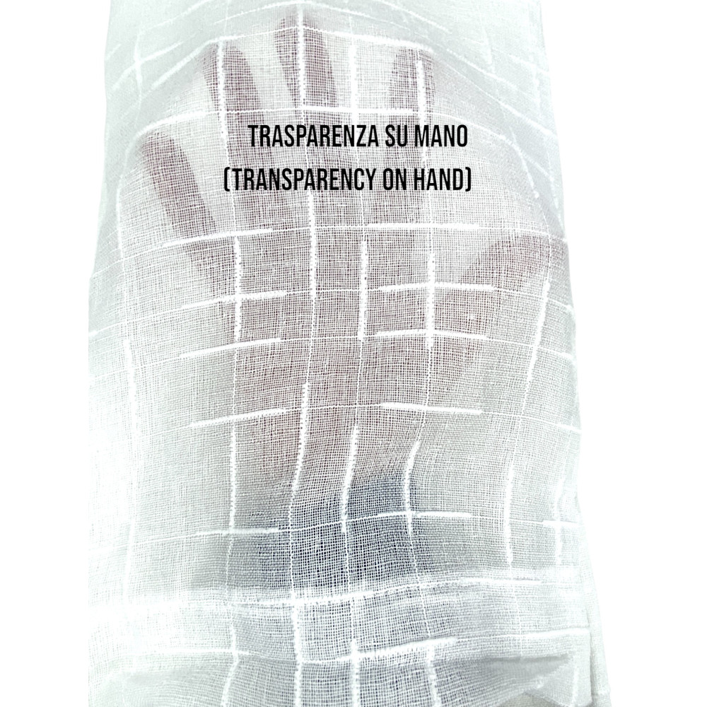 Coppia Tendina Moderna Lulù Bianco - Tessuto Ricamato Geometrico, Semitrasparente, Facile Montaggio, 2 Teli