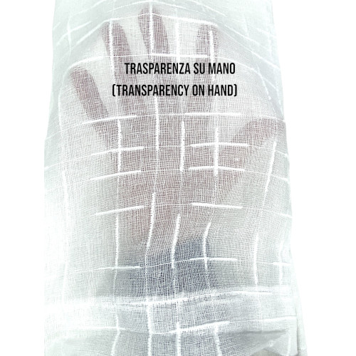 Coppia Tendina Moderna Lulù Bianco - Tessuto Ricamato Geometrico, Semitrasparente, Facile Montaggio, 2 Teli