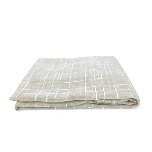 Coppia Tendina Moderna Lulù Beige - Tessuto Ricamato Geometrico, Semitrasparente, Facile Montaggio, 2 Teli