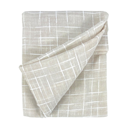 Coppia Tendina Moderna Lulù Beige - Tessuto Ricamato Geometrico, Semitrasparente, Facile Montaggio, 2 Teli