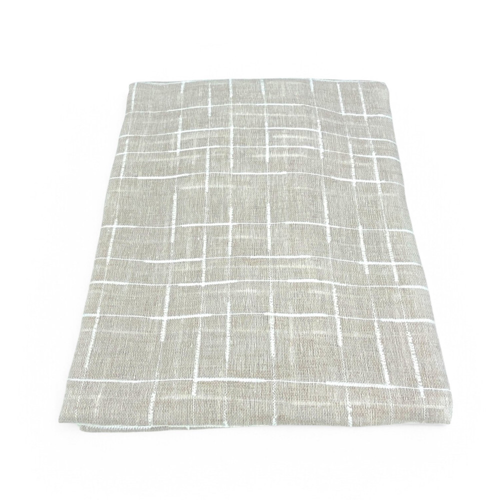 Coppia Tendina Moderna Lulù Beige - Tessuto Ricamato Geometrico, Semitrasparente, Facile Montaggio, 2 Teli