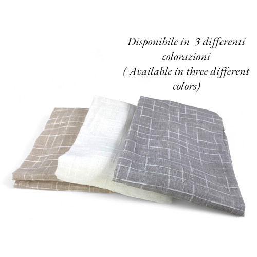 Coppia Tendina Moderna Lulù Beige - Tessuto Ricamato Geometrico, Semitrasparente, Facile Montaggio, 2 Teli